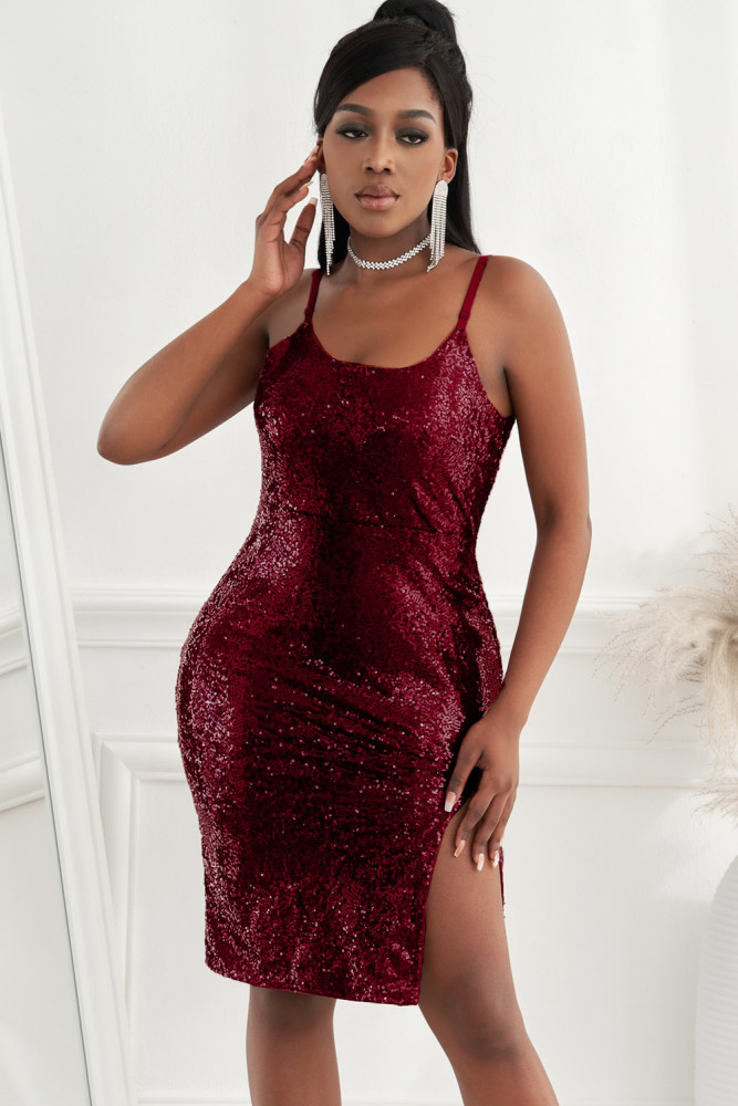 Women's Sexy Glitter Bodycon Dress Sleeveless Mini Club Dresses