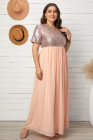 Plus Size Sequin Dress Bodice Tulle Maxi Dress