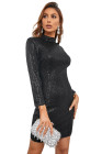 Women's Bodycon Glitter Mini Dress Long Sleeve Cut Out Back Party Dress