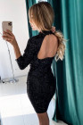 Women's Bodycon Glitter Mini Dress Long Sleeve Cut Out Back Party Dress