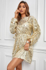 Women's Sequin Long Sleeves Mini Bodycon Dress Evening Party Dress