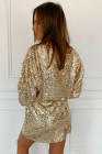 Women's Sequin Long Sleeves Mini Bodycon Dress Evening Party Dress
