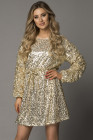 Women's Sequin Long Sleeves Mini Bodycon Dress Evening Party Dress