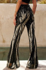 Women Sequin Wide Leg Flared Pants Bell Bottoms Trousers