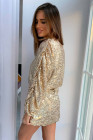 Women's Sequin Long Sleeves Mini Bodycon Dress Evening Party Dress