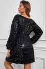 Women's Sequin Long Sleeves Mini Bodycon Dress Evening Party Dress
