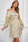 Women's Sequin Long Sleeves Mini Bodycon Dress Evening Party Dress