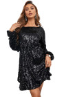 Women's Sequin Long Sleeves Mini Bodycon Dress Evening Party Dress