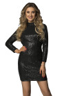 Women's Bodycon Glitter Mini Dress Long Sleeve Cut Out Back Party Dress
