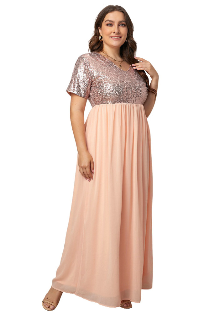 Plus Size Sequin Dress Bodice Tulle Maxi Dress