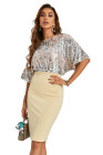 Womens Sequin Batwing Midi Dress Cocktail Dress
