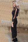 Women Black Sequin Evening Dress V Neck Split Sleeve Maxi Dress