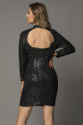 Women's Bodycon Glitter Mini Dress Long Sleeve Cut Out Back Party Dress