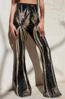 Women Sequin Wide Leg Flared Pants Bell Bottoms Trousers