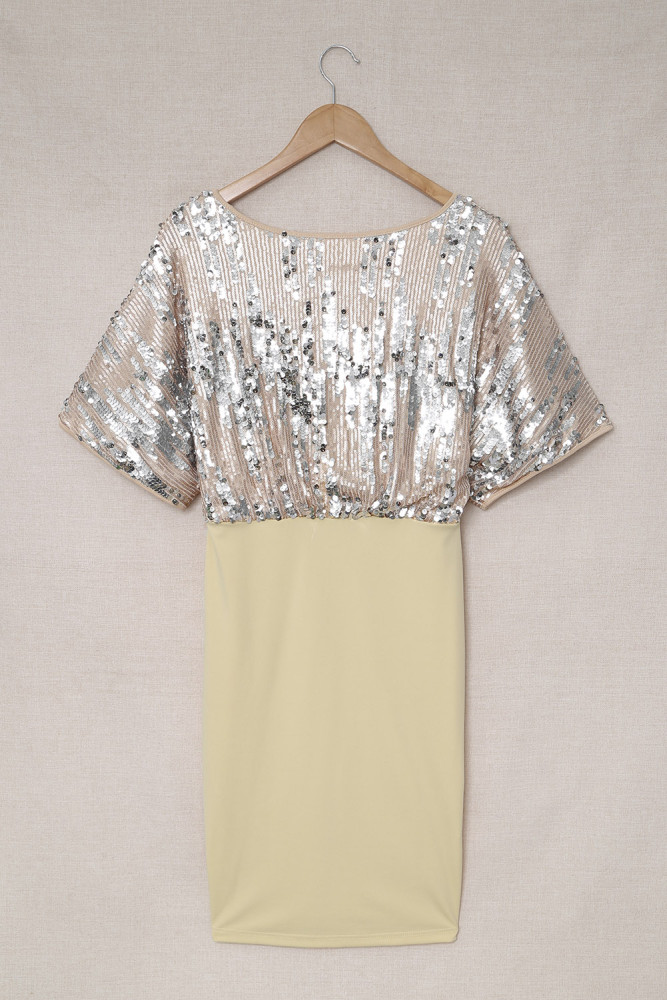 Womens Sequin Batwing Midi Dress Cocktail Dress