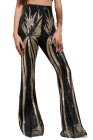 Women Sequin Wide Leg Flared Pants Bell Bottoms Trousers
