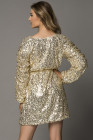 Women's Sequin Long Sleeves Mini Bodycon Dress Evening Party Dress