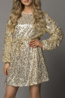 Women's Sequin Long Sleeves Mini Bodycon Dress Evening Party Dress