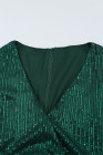 Women's Sexy Sequin Mini Dress Deep V Neck Ruched Long Sleeve Dress