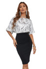 Womens Sequin Batwing Midi Dress Cocktail Dress
