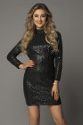 Women's Bodycon Glitter Mini Dress Long Sleeve Cut Out Back Party Dress