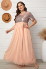 Plus Size Sequin Dress Bodice Tulle Maxi Dress