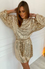 Women's Sequin Long Sleeves Mini Bodycon Dress Evening Party Dress
