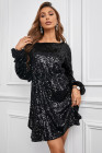 Women's Sequin Long Sleeves Mini Bodycon Dress Evening Party Dress