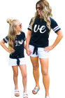 Parent-child Matching Kids T Shirt Summer Love Letter Print Shirt with Knot