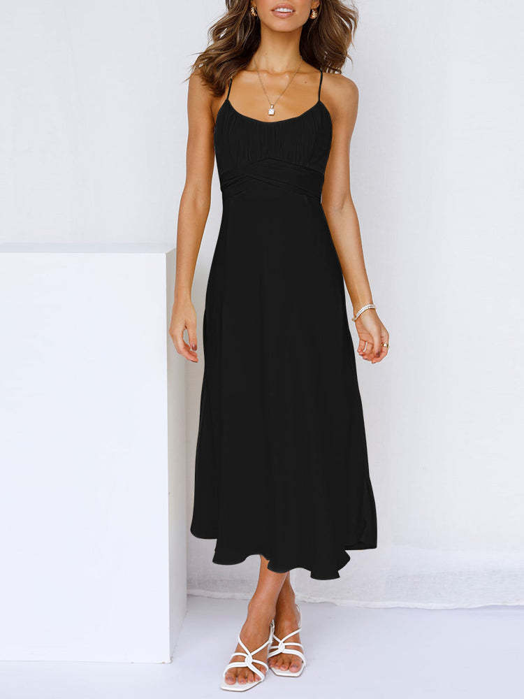 Ladies Ruffle Sundress Empire Waist Cami Maxi Dress