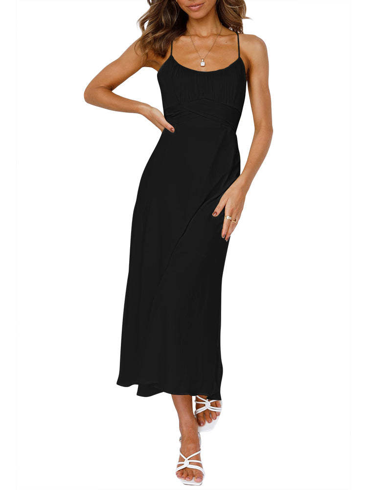 Ladies Ruffle Sundress Empire Waist Cami Maxi Dress