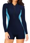 Womens Boyleg One Piece Rashguard Swimsuit Long Sleeve Surfing Wetsuit