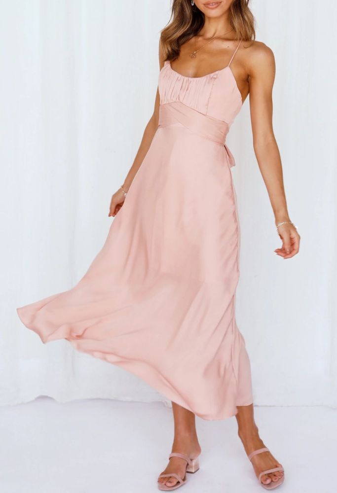 Ladies Ruffle Sundress Empire Waist Cami Maxi Dress