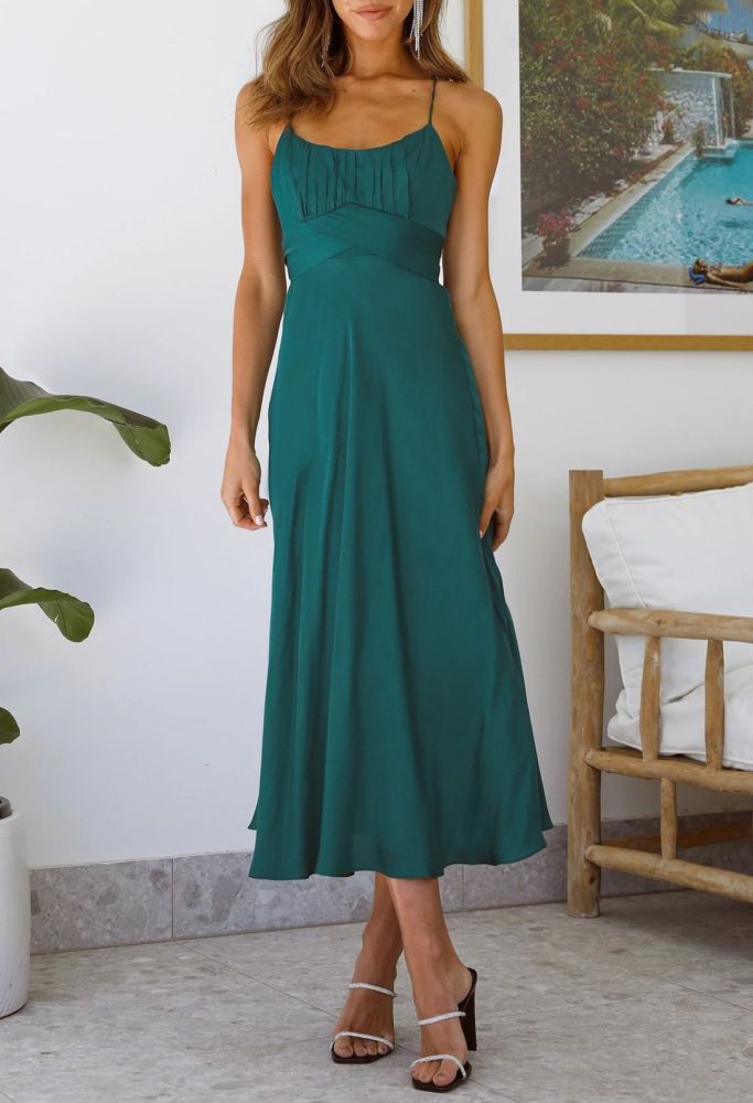 Ladies Ruffle Sundress Empire Waist Cami Maxi Dress