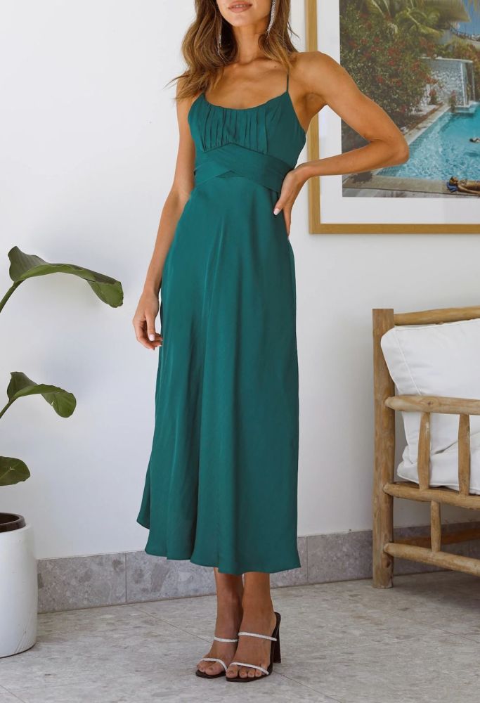 Ladies Ruffle Sundress Empire Waist Cami Maxi Dress