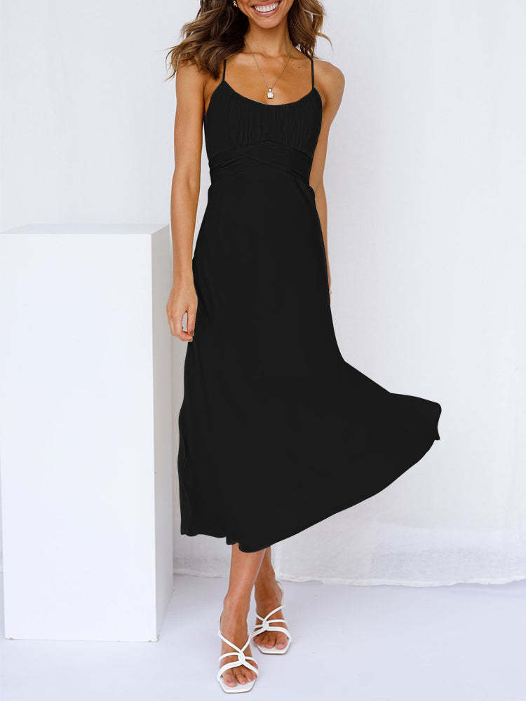 Ladies Ruffle Sundress Empire Waist Cami Maxi Dress