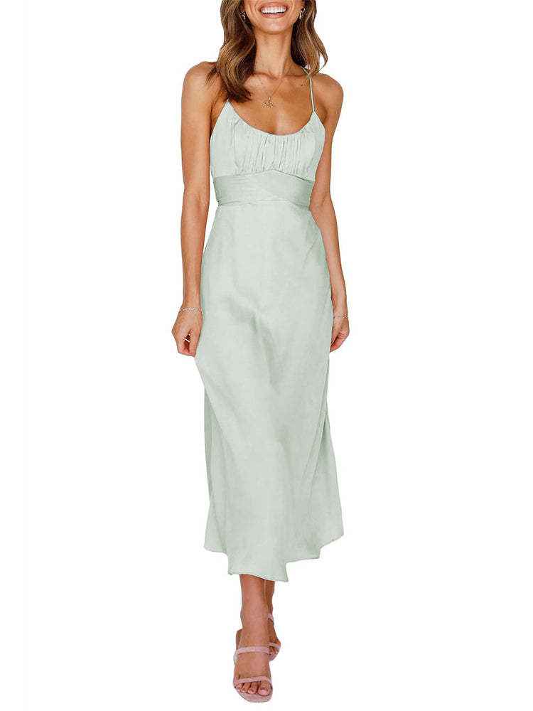 Ladies Ruffle Sundress Empire Waist Cami Maxi Dress