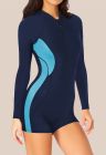 Womens Boyleg One Piece Rashguard Swimsuit Long Sleeve Surfing Wetsuit