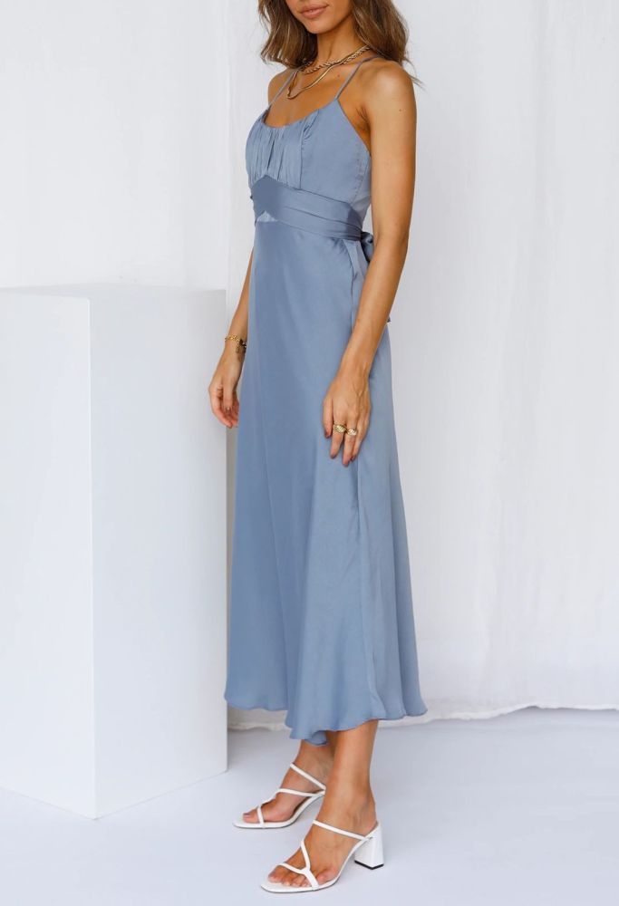 Ladies Ruffle Sundress Empire Waist Cami Maxi Dress