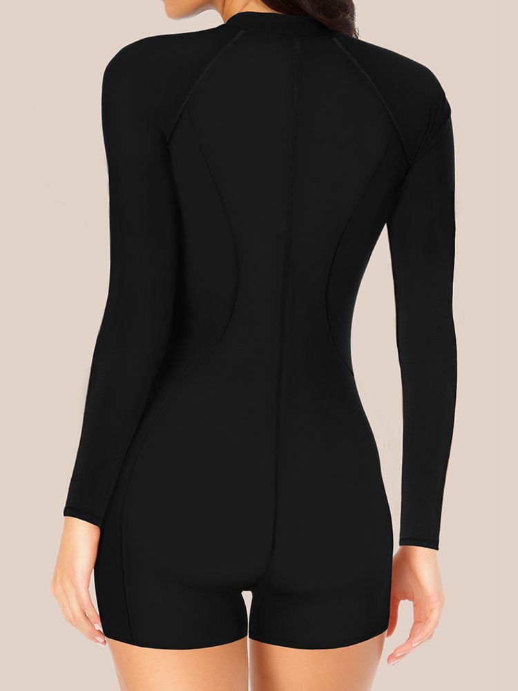 Womens Boyleg One Piece Rashguard Swimsuit Long Sleeve Surfing Wetsuit