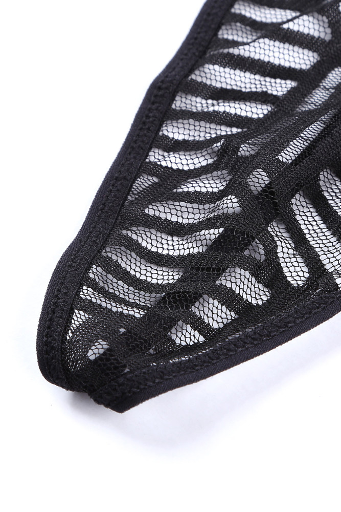 Sexy Lace Up Front Mesh Babydoll Set for Women