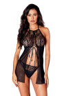 Sexy Lace Up Front Mesh Babydoll Set for Women