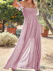 Laides Maxi Dress Off the Shoulder Smocked Dress with Slit