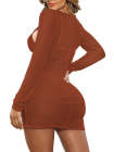 Long Sleeve Sheer Mesh Ruched Beach Dresses Cover Ups for Women
