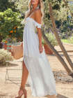 Laides Maxi Dress Off the Shoulder Smocked Dress with Slit
