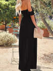 Laides Maxi Dress Off the Shoulder Smocked Dress with Slit