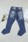 Womens Floral Mid Waist Distressed Jeans
