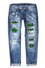 Sunflower Print Jeans for Women Ripped Denim Pants