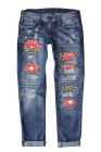 Womens Floral Mid Waist Distressed Jeans