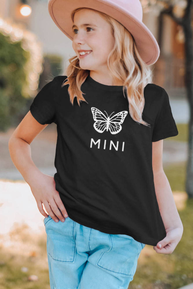 Girls Summer Tee Shirt MINI Butterfly Graphic Tee Family Outfits